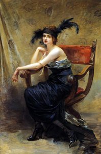 Mulher, sentando, dagobert, poltrona